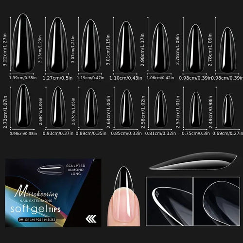 120/140pcs Exquisite box set Almond False Nail Tips Clear Matt Soft