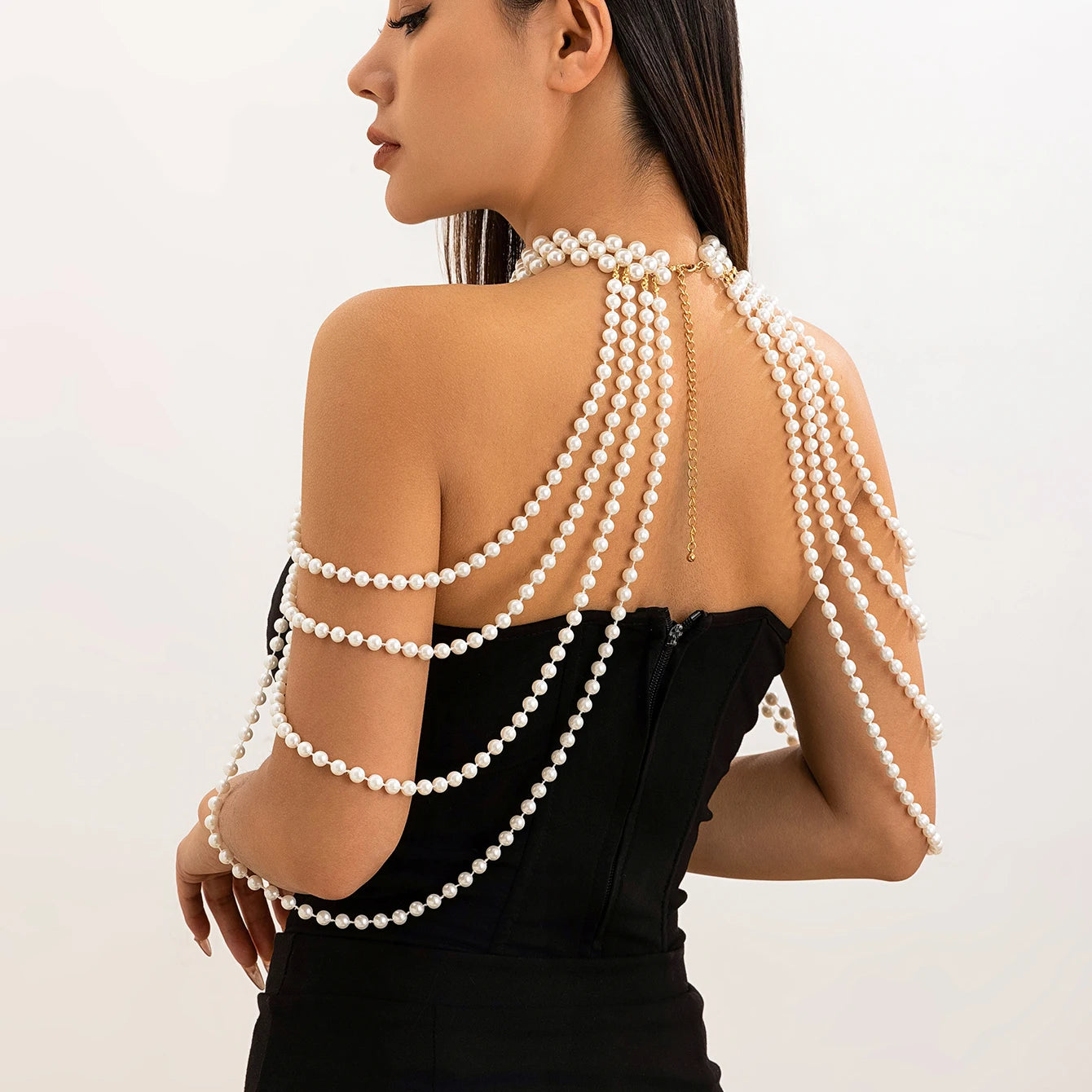 Ingemark New in 2024 Bridal Tassel Imitation Pearl Shoulder Chain