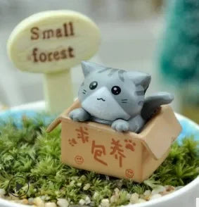 Kawaii Mini Cat Ornament Garden kitten statue Gift For Kids Children