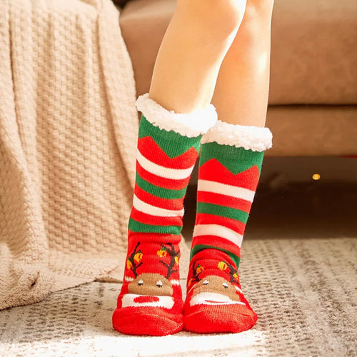 Winter Warm Socks Women penguin Plush Soft Female Non Grip Floor