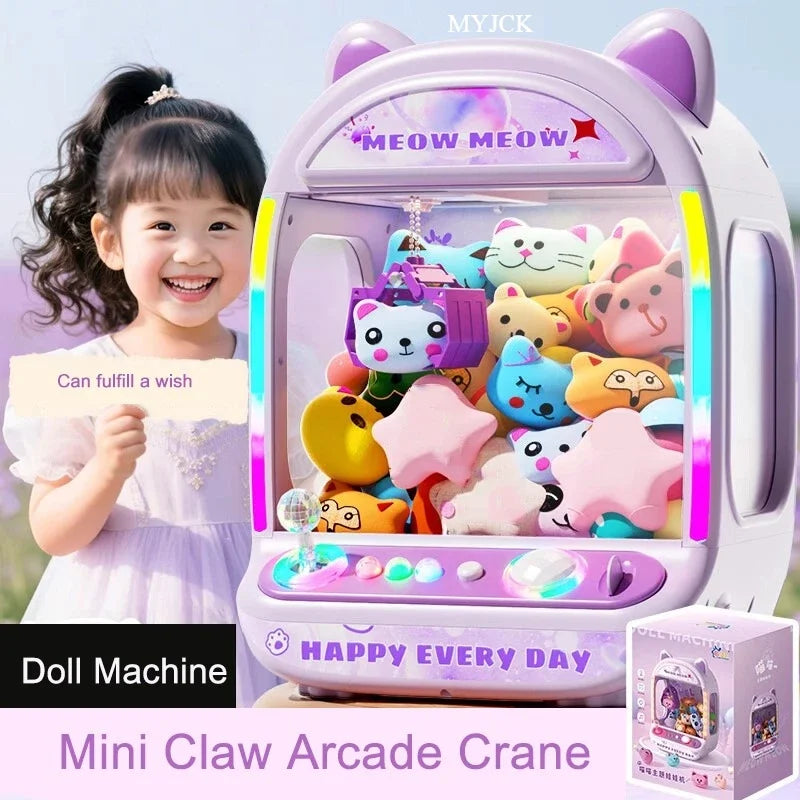 DIY Automatic Doll Machine Kids Coin Operated Play Game Mini Claw