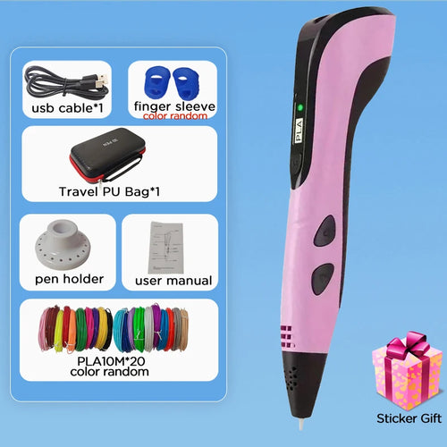 2025 Children 3D Printing Pen with LED Screen 100M PLA Power Adapter