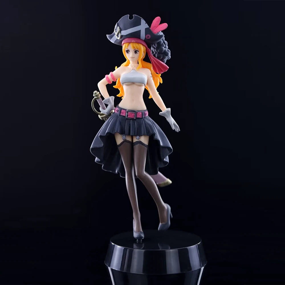 19.5CM Anime One Piece Nami Black Clothes Action Figure ONE PIECE FILM