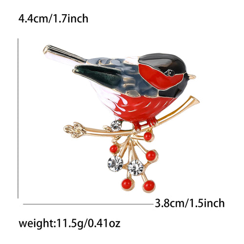 Trendy Enamels Birds Brooches for Women Unisex Animals Rhinestones