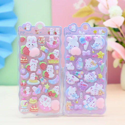 2pcs 3D Cartoon Puffy Stickers Cute Animal Stress Relief Popsicle
