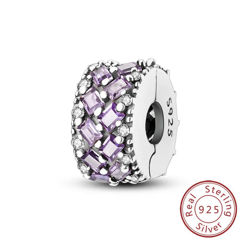 Fit Original Charms Beads 925 Sterling Silver Clip Charms Zircon