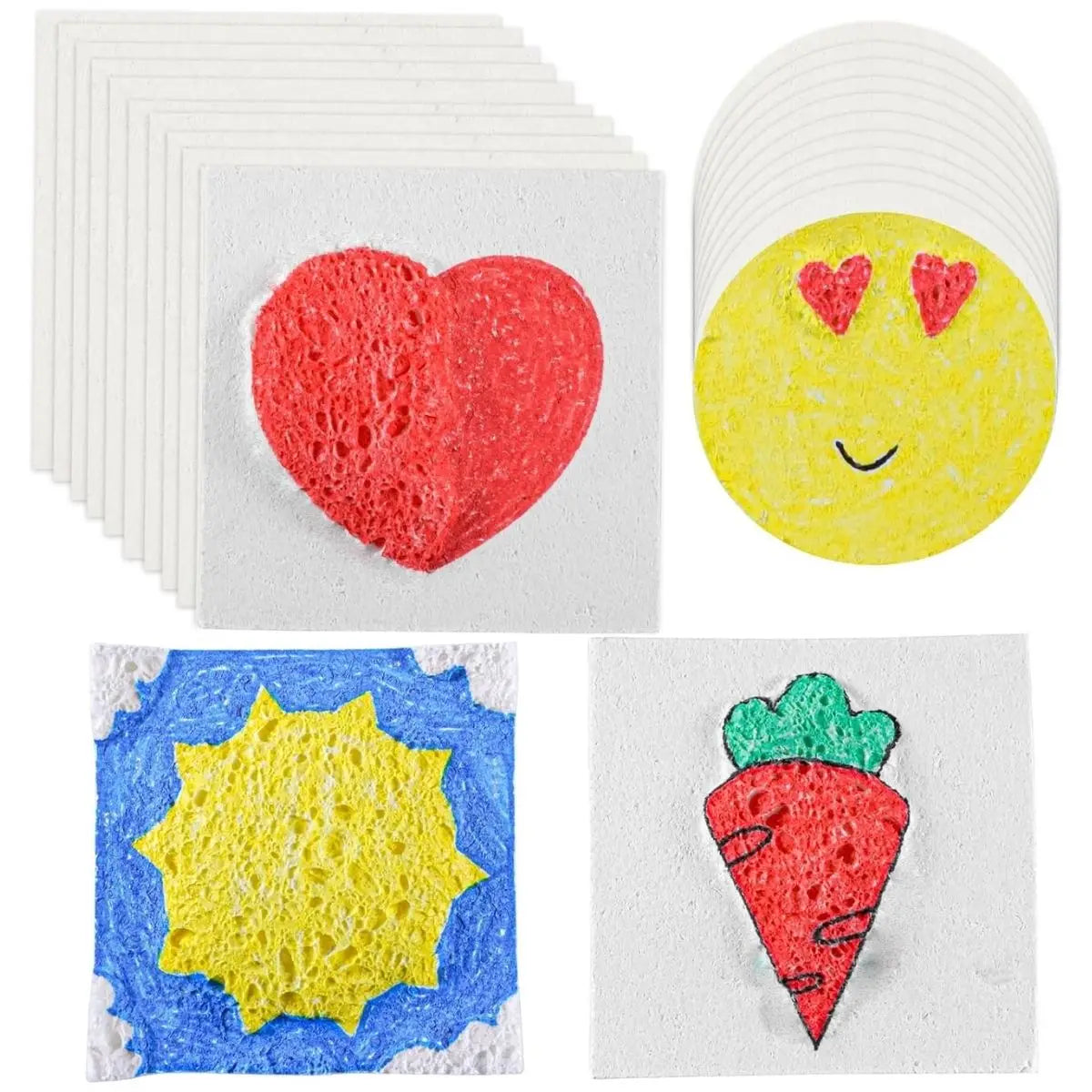 10Pcs Foam Texture Paper Square & Round Foam Texture Blank Painting