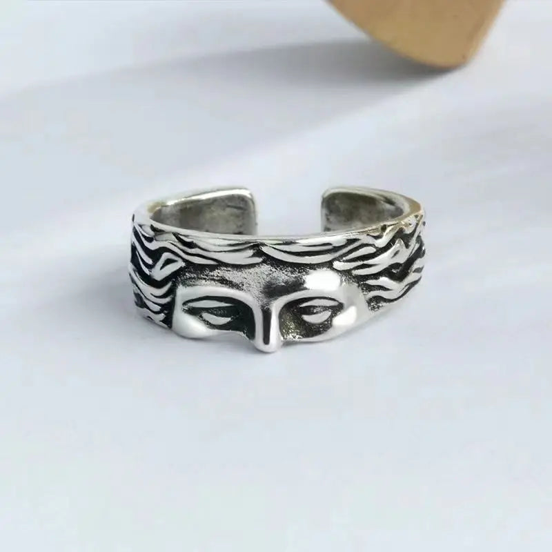 Creative Venus Half Mask Ring For Men Vintage Carving Opening