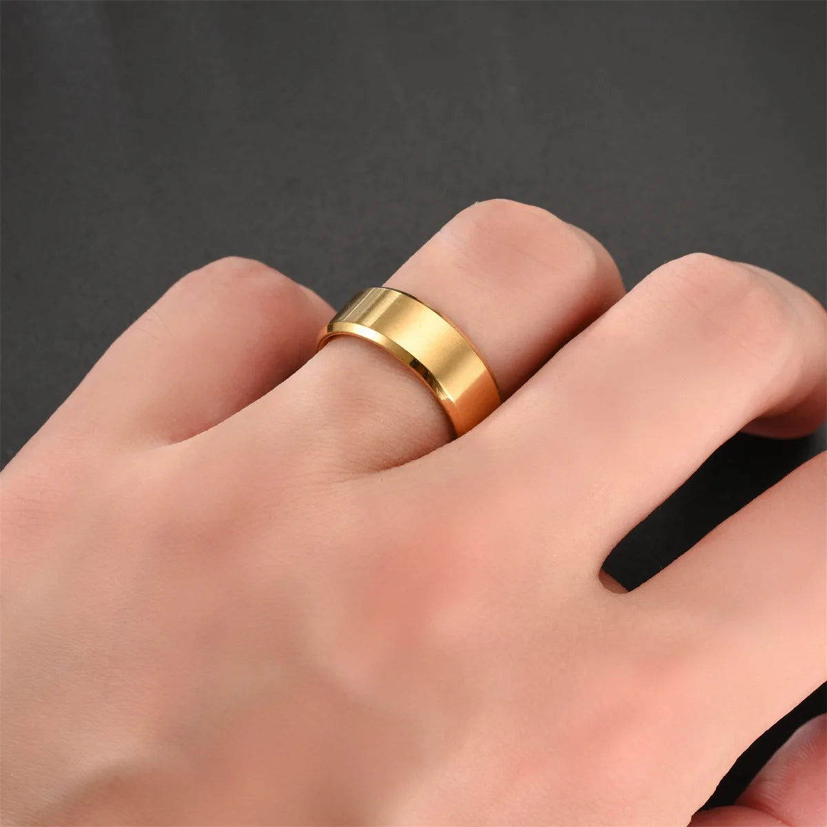 Classic 8mm Tungsten Mens Ring Surface Brushed Stainless Steel Ring