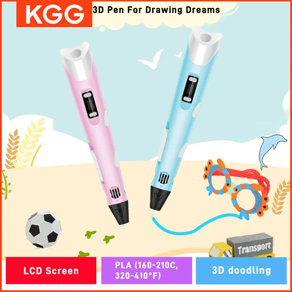 3D Printing Pen DIY Drawing Paiting  With LCD Screen Compatible PLA
