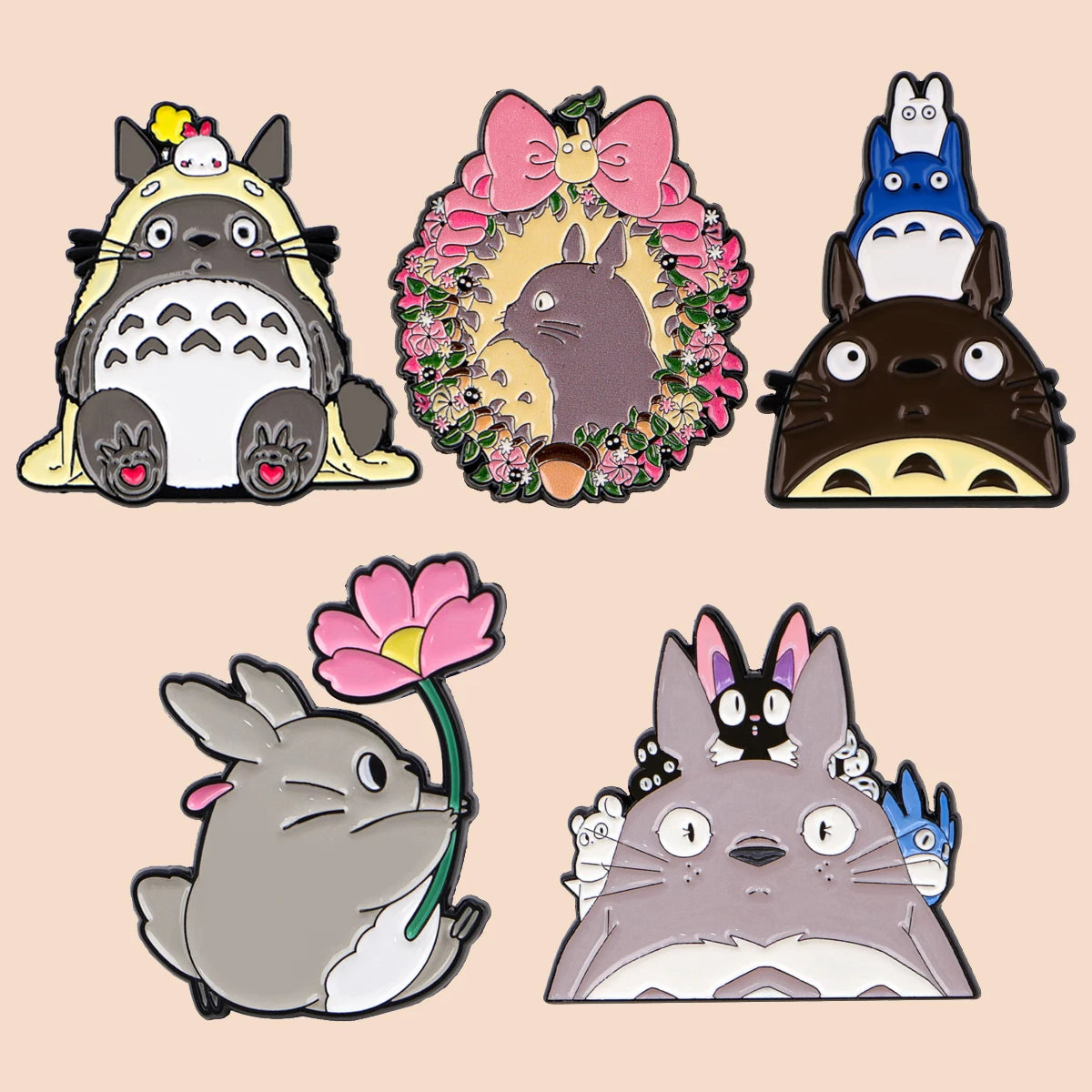 Mix 5pcs/set Grey Genie Enamel Pin Lovely Brooches For Lapel Pins