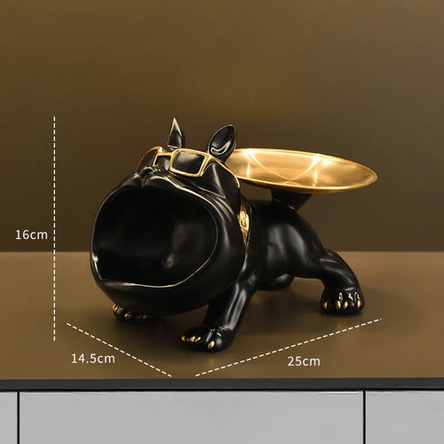 Resin Dog Statue Bulldog Statue Storage Tray Animal Decoration Resin