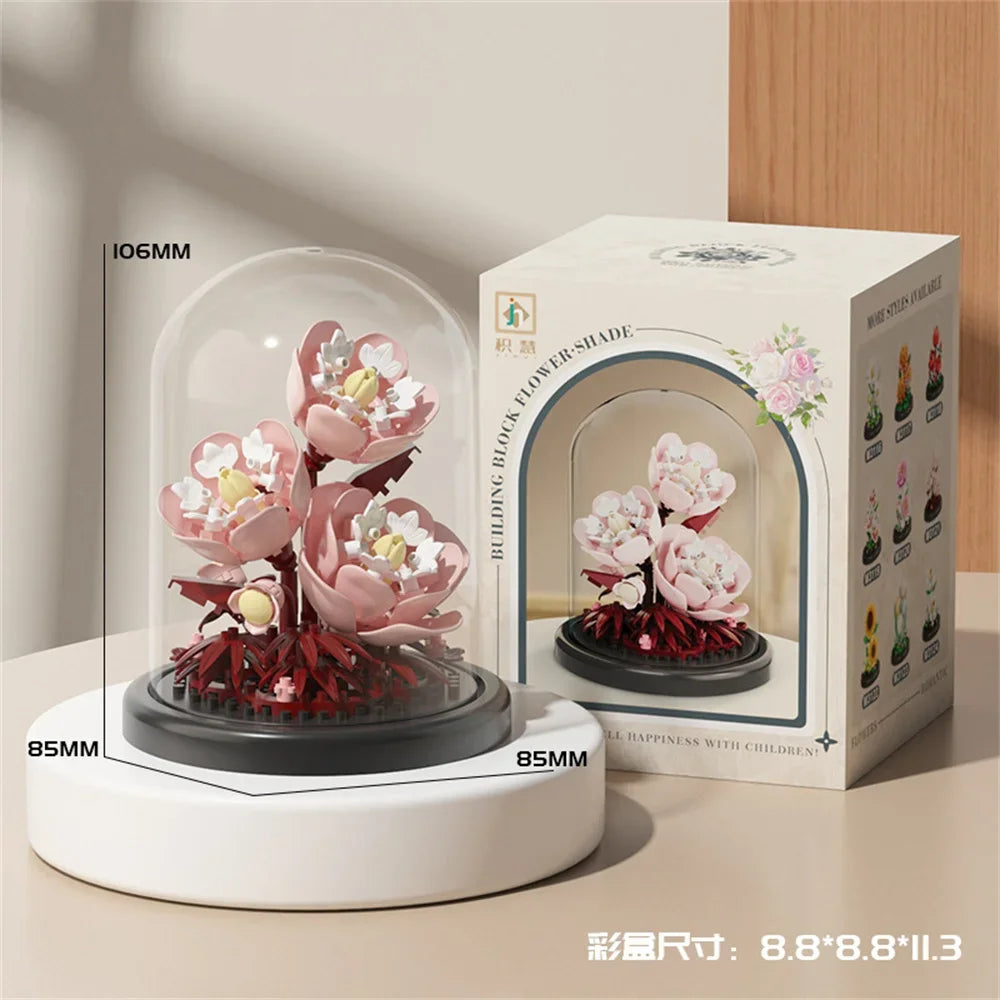 Eternal Flower Bouquet Bonsai Potted Plant Micro Building Blocks Model