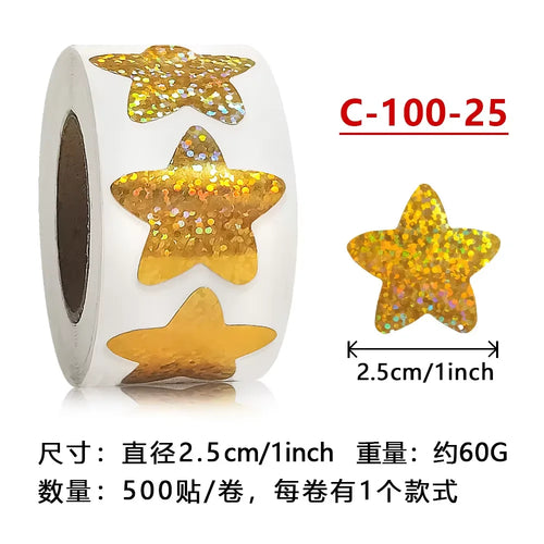 500pcs Colorful Star Adhesive Holographic Star Stickers Scrapbook