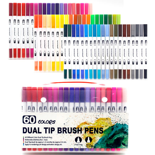 12-168 Colors Dual Brush Pens Art Markers Watercolor Fine and Brush