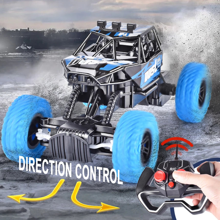 Remote control car with colorful flashing lights, rubber wheels,