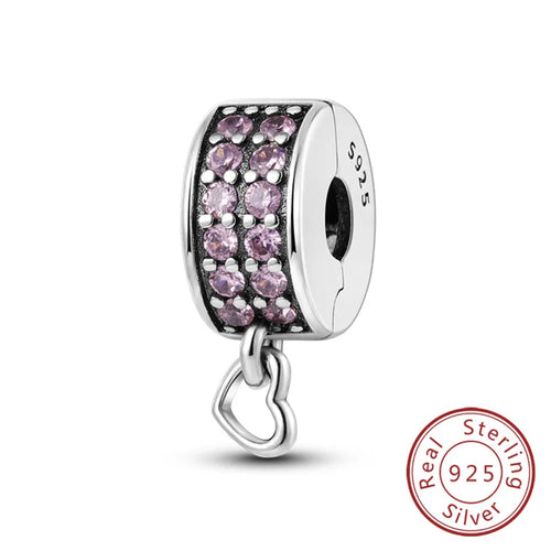 Fit Original Charms Beads 925 Sterling Silver Clip Charms Zircon