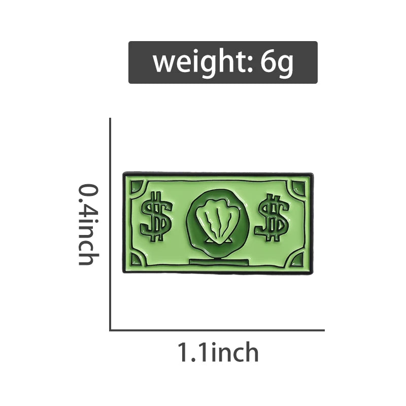 Green USD Symbol Enamel Pin Custom Wealth Money Cartoon Cute Anime