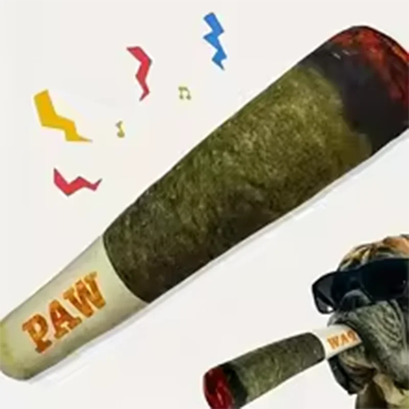 Funny Interactive Dog Toys Cigar Design Plush Squeaky Pet Toys