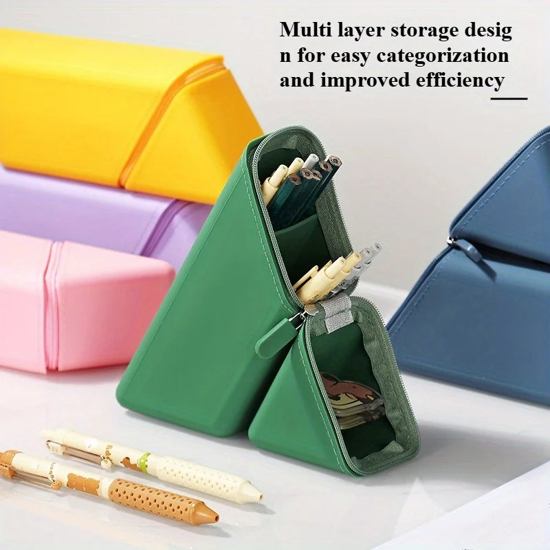Stylish Silicone Pen Holder-Foldable Desktop Organizer for Office &
