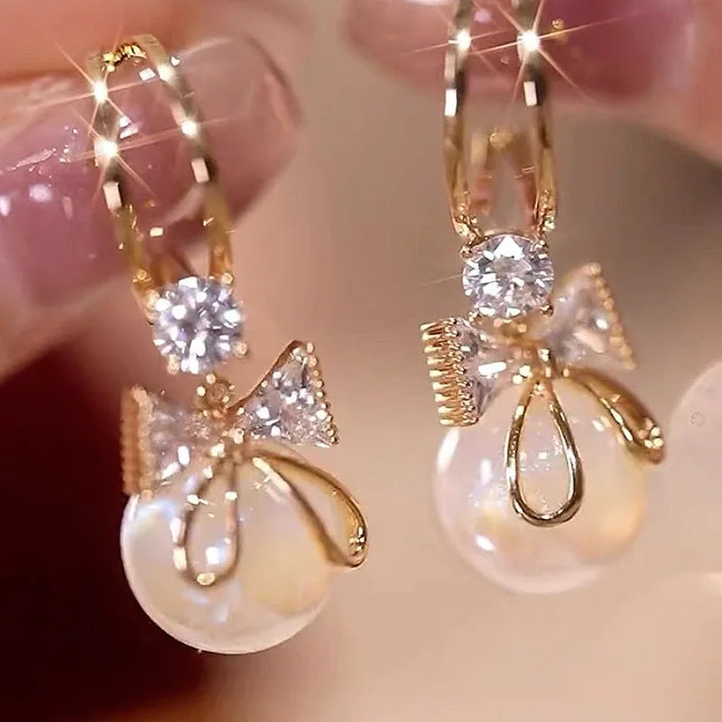 2 Pieces Of Women's Trendy And Elegant Pearl Tassel Earrings, Outdoor