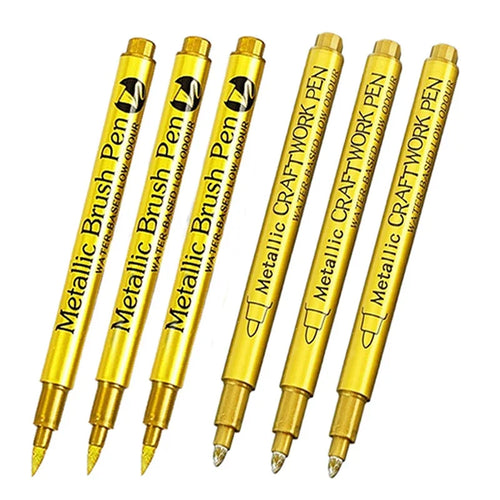 4/6pcs Waterproof Permanent Metallic Brush Paint Marker Pens DIY Resin