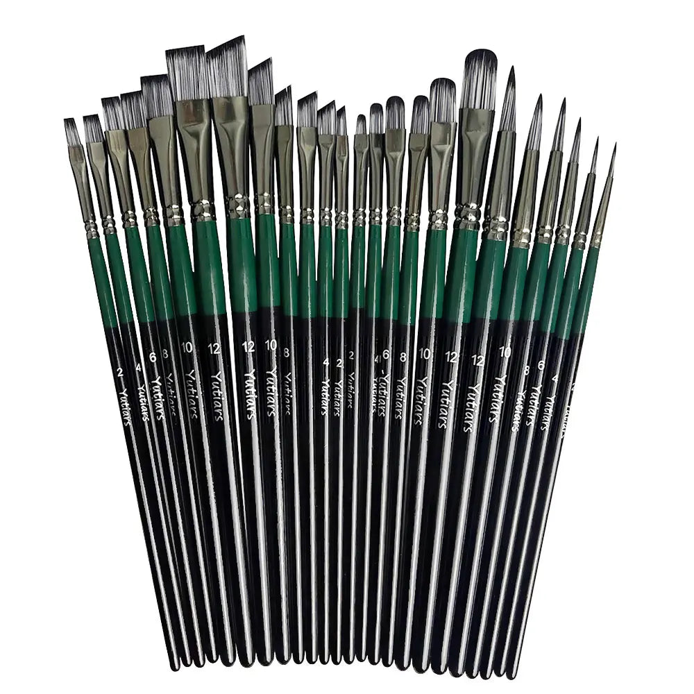 Yutiars Professional Artist Paint Brush Set - 6/24 PCS, Nylon Bristles