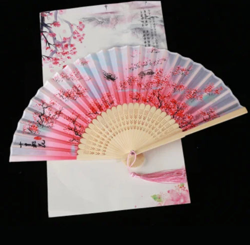 Retro Style Folding Fan Female Japanese Pattern Retro Cloth Art Craft