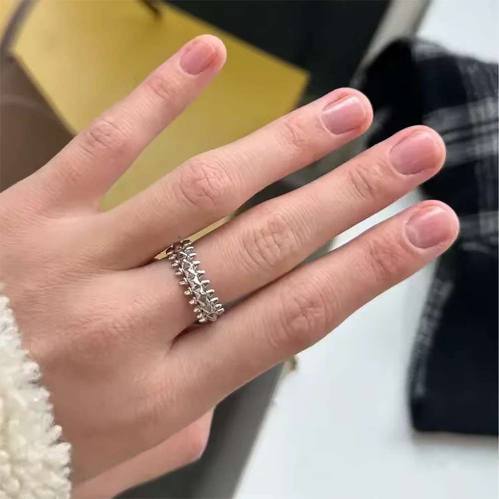 2025 Design Style Riveted Bullet Stainless Steel Rings For Women Punk