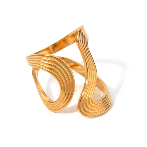 Uworld Fashionable 18K Gold Stainless Steel Thread Formed Opening