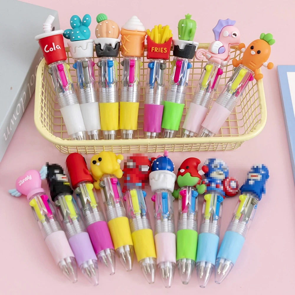 5-30 Pcs Cute Cartoon Four-color Pen for Kids Birthday Kindergarten
