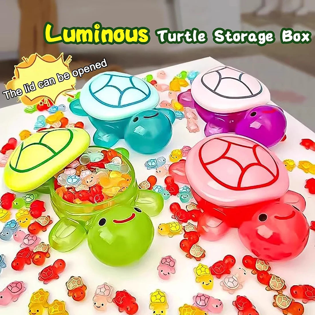 1PC Night Glow Large Turtle+100pcs Mini Luminous Turtles Figurines