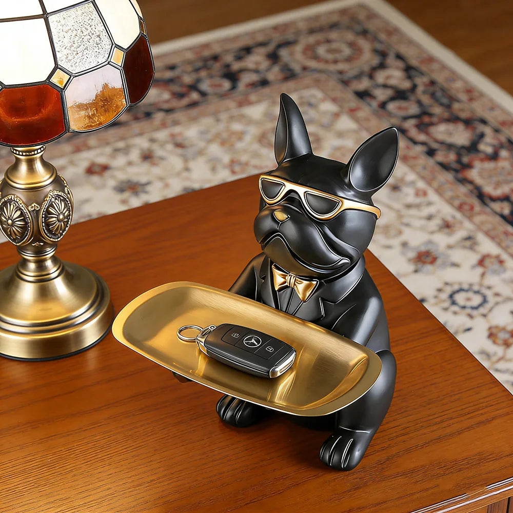 Multi Functional Bulldog Tray Animal Statue Creative Ornament Living