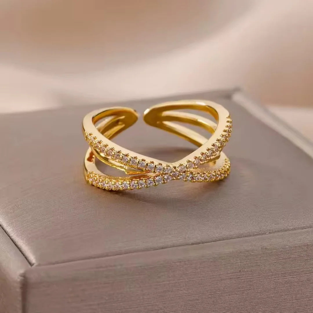 Zircon Cross Ring, Women's Open-end Cross Ring, Aesthetic Jewelry Gift