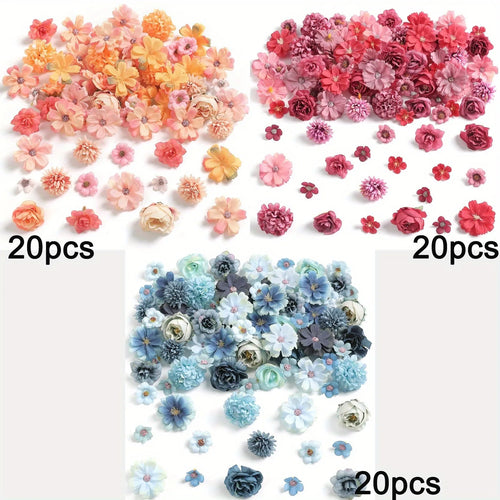 60Pcs Artificial Flowers Head Silk Rose Fake Flowers Home Decor Party