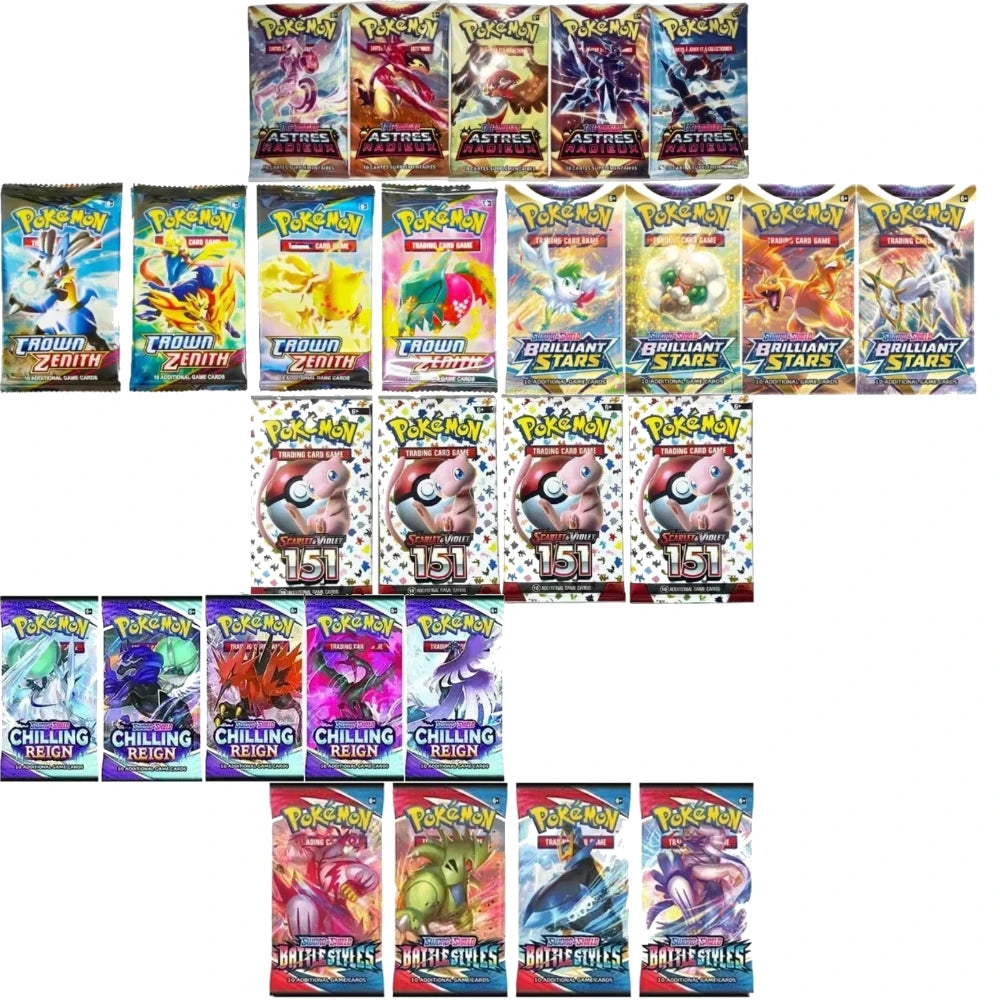 10 Pokémon Card Packs, Bright Stars,151 Prismatic Evolutions,PALDEAN