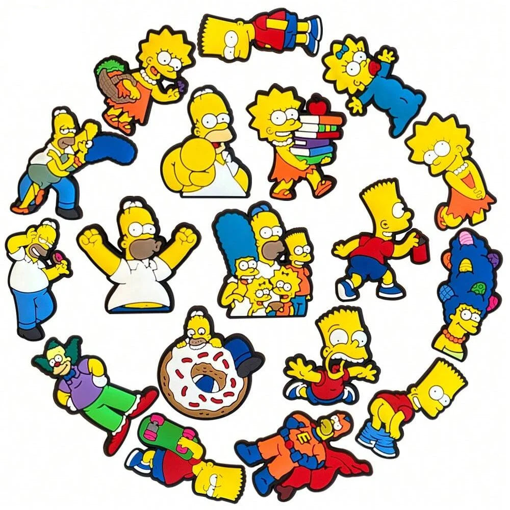 18pcs/set Shoe Charms PCV Cute Cartoon Shoe Accessorie Simpson For