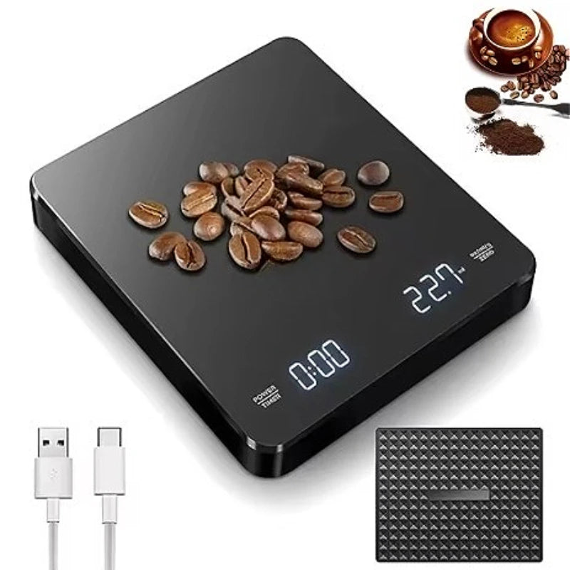 1Set Electronic Coffee Scale with Silicone Pad Digital Coffee Scale