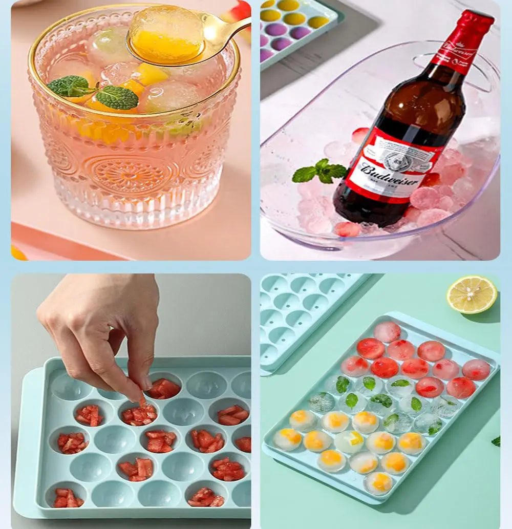 Mini Ice Cube Trays  Tiny Ice Cube Tray with Lid for Freezer, Round