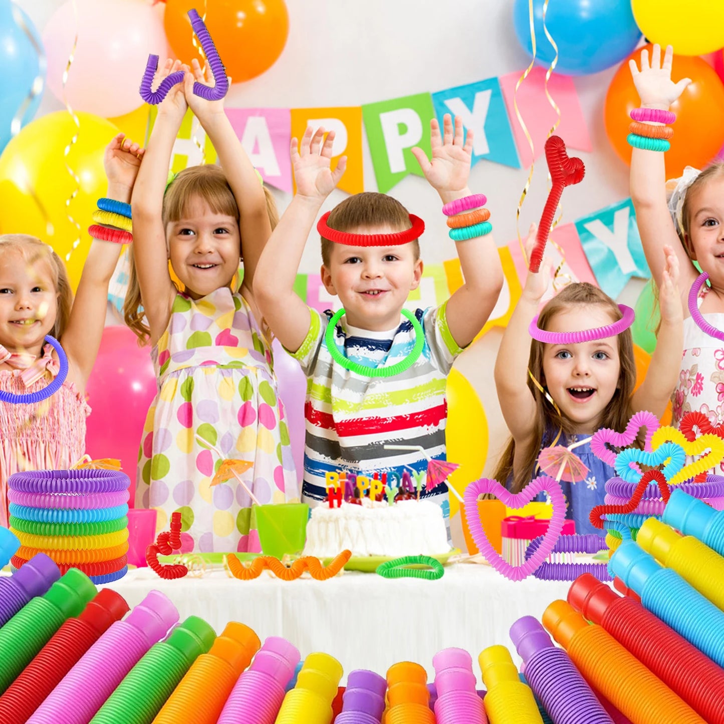 10-30PCS Colorful Telescopic Tubes Fidget Toys Plastic Sensory Pop