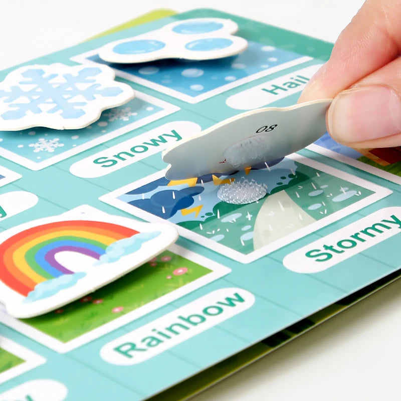New Montessori Scene Stickers for Children DIY Hand-on Puzzle Reusable