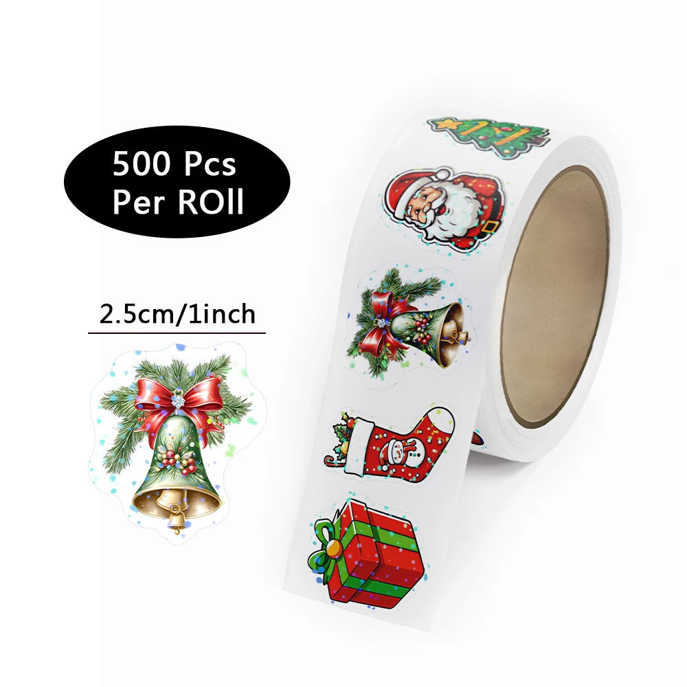 500pcs Laser Cartoon Christmas Stickers Christmas Gift Wrapping Label