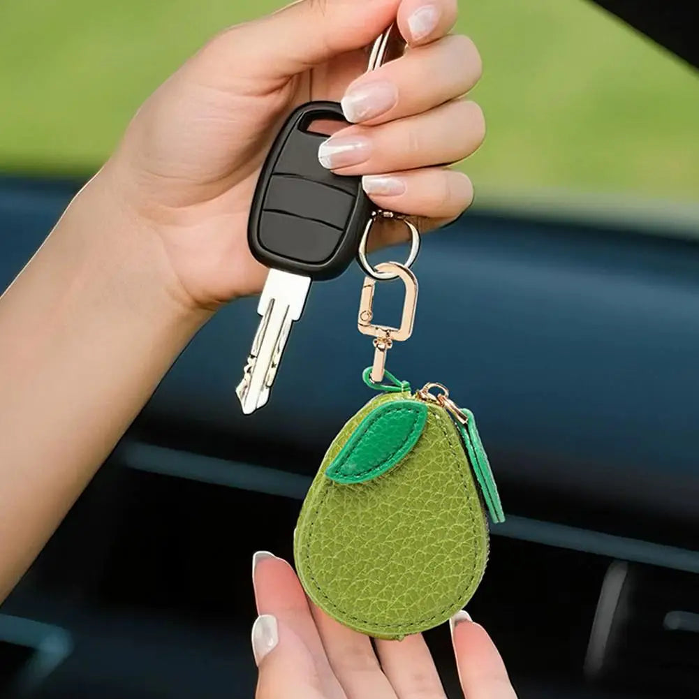Cute Fruit Shape Leather Coin Purse Mini Zipper Earphone Bag Keychain