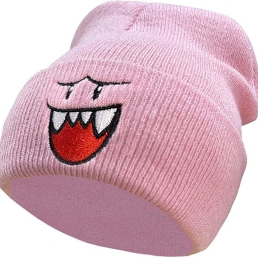 1pc Embroidered Happy Face Knitted Hat - Cute and Warm Winter Hat for