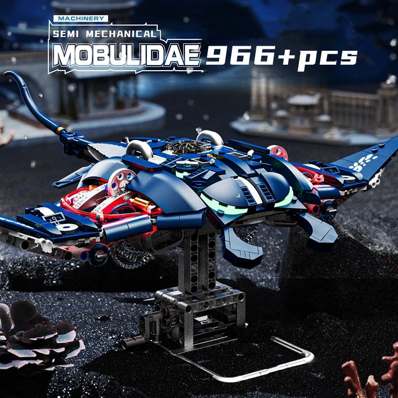 Mechanical Shark Building Set, Sea Life Crocodile Parrot Mantis