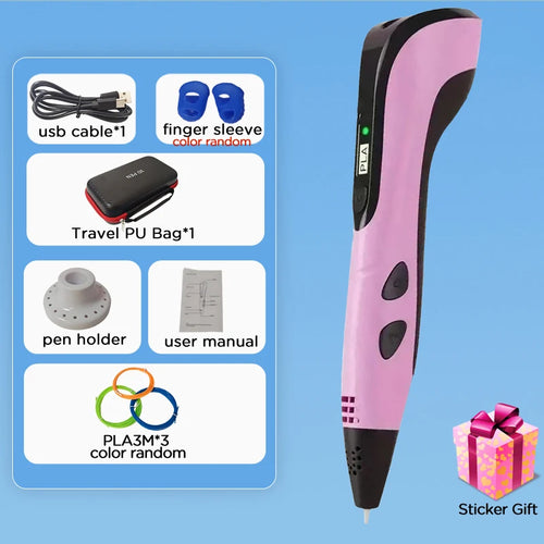 2025 Children 3D Printing Pen with LED Screen 100M PLA Power Adapter
