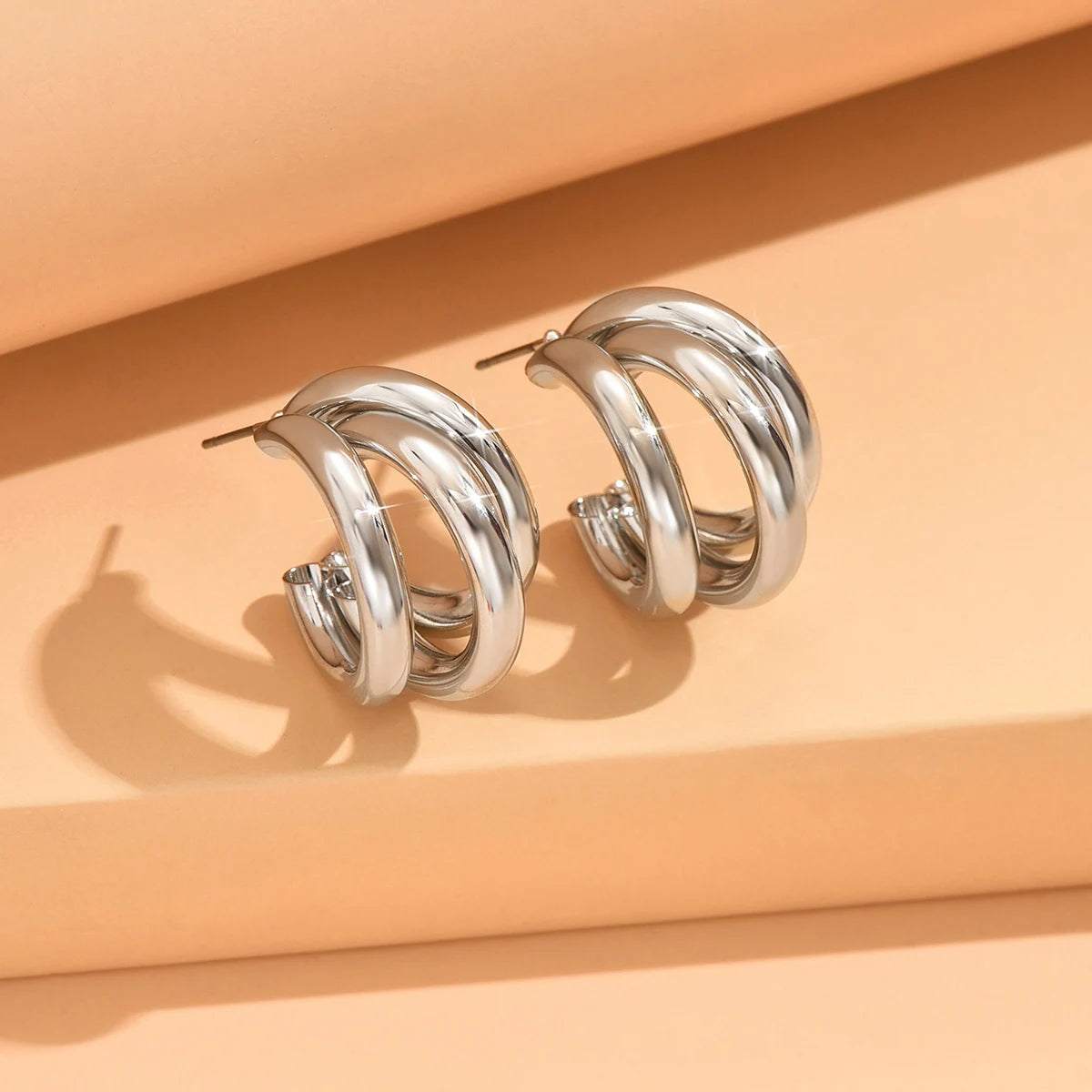 Elegant Gold Color Circled Hoop Earring for Woman Metal Elegant