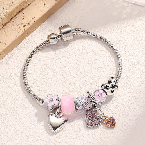 1PC Women's Fashion Multi Element Beaded Love Pan Family Bracelet