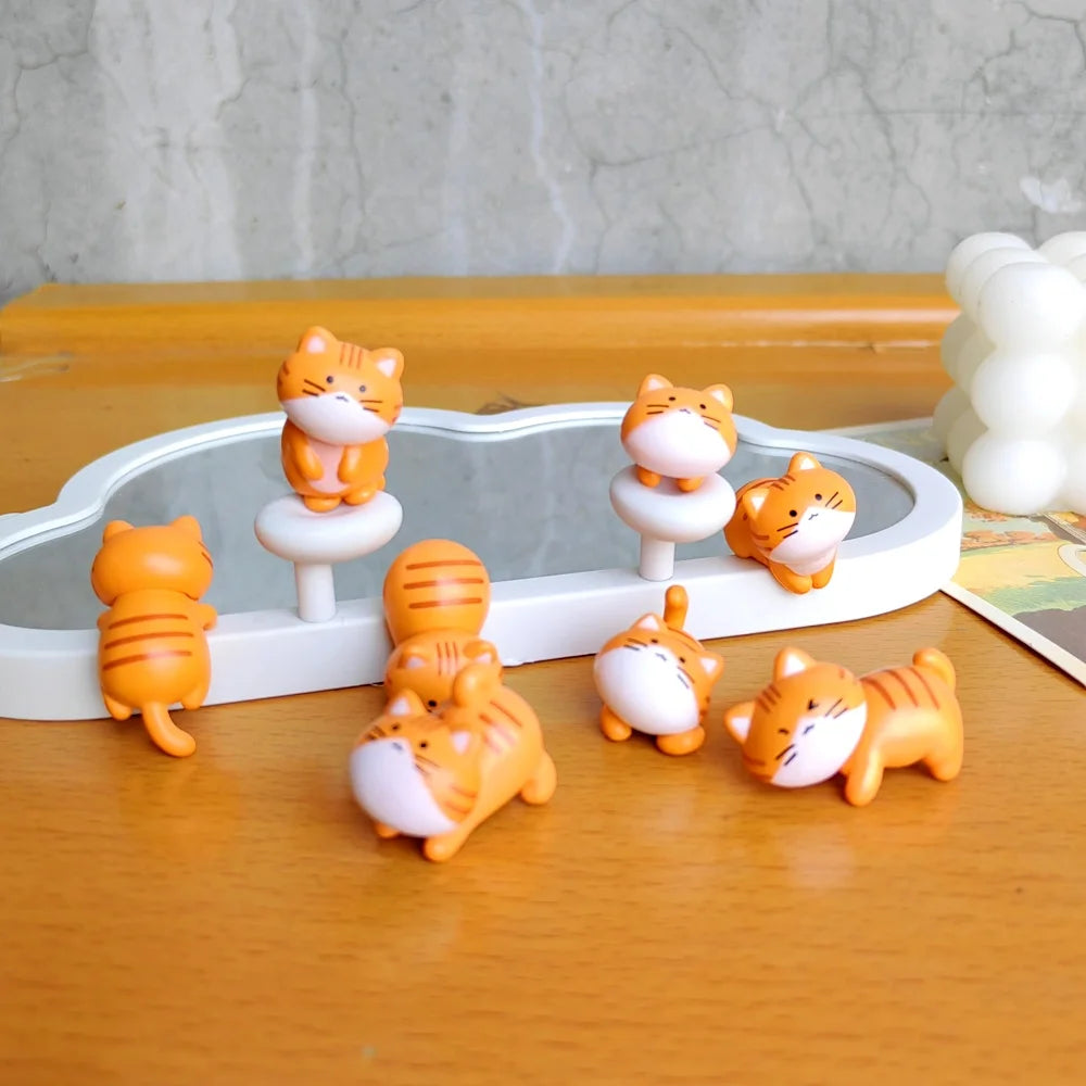 8pc Funny Cute Orange Cat Animal Car Decoration Pvc Craft Miniature