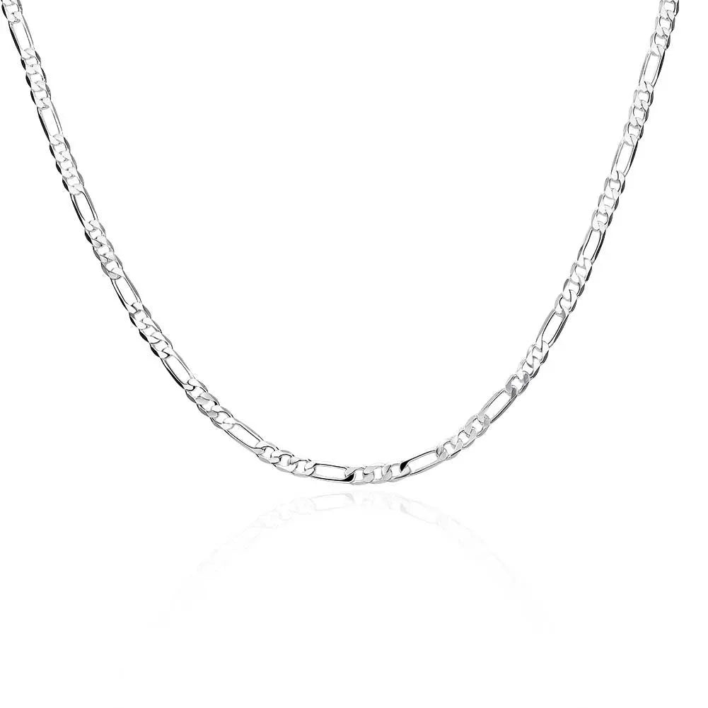 40-75cm 925 Silver 4mm Figaro Chain Necklace For Women Men Long
